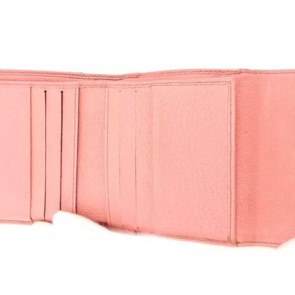 Gucci Double Sided Wallet GGpattern Beige Pink Canvas Leather Used T9705 - Picture 5 of 9